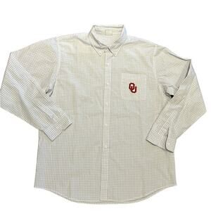 OU University of Oklahoma Men’s Large White & Gray Long Sleeve Button Down Shirt